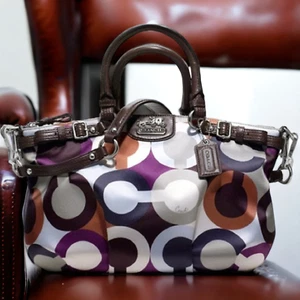 NWT_COACH 18636 MADISON OP ART SIGNATURE SOPHIA SATCHEL BAG Handbag Multicolor - Picture 1 of 3