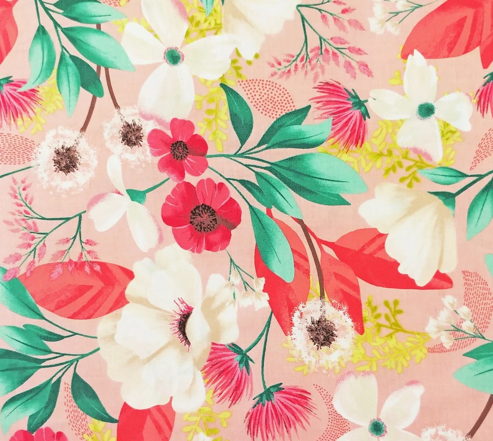 Tela de algodón coral floral prado fresco Melissa Lowry Clothworks primavera Pascua Foto 1 de 2