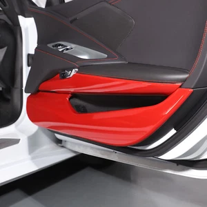 4 PCS ABS Red Car Door Panel Trim Accessories Cover For Corvette C8 Z06 2020-24 - Picture 1 of 6