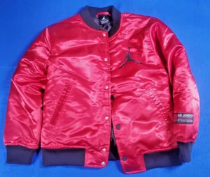 Michael Jordan Red Satin Jumpman Jacket Bomber Boys Youth Size Small 8-10 YRS - Picture 1 of 21