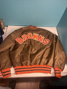 Vintage 80's Holloway Cleveland Browns Oragne Bomber Jacket Football Coat L - Bild 1 von 13