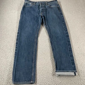 GAP 1969 Japanese Selvedge Blue Jeans Size 36x32 Denim Slim Fit Button Fly - Picture 1 of 16