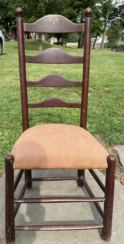 Early American Antique Ladder Back Side Chair Delaware River Valley PA NJ 1700's Cover