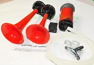 Classic Mini New Red Plastic Trumpet Air Horn Set - Bild 1 von 2