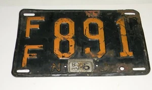 1956 New Jersey License Plate Orange & Black FF891 - Picture 1 of 3
