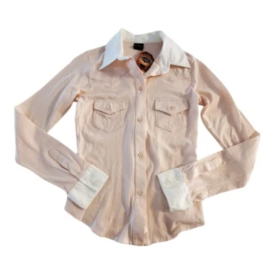 Blusa Top Blusa Talla Uno (Pequeña) Nueva Con Etiquetas De Colección Earl Jean Manga Larga Western Abotonada Foto 1 de 4