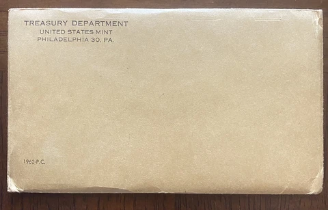 1962 SILVER PROOF SET IN SEALED UNOPENED ENVELOPE  FREE U S SHIPPING Cover