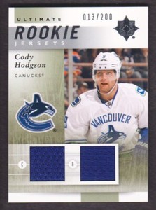 2011-12 Ultimate Collection Hockey Rookie Jersey #URJ-CH Cody Hodgson 013/200