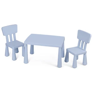 Kids Table and Chair Set 3-Piece Set Toddler Furniture for Reading, Drawing Blue - Picture 1 of 17