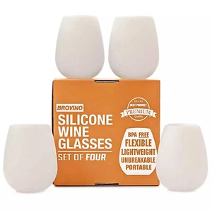 Brovino Silikon stiellose Weingläser 4er SET flexibel BPA-frei unzerbrechlich - Bild 1 von 9
