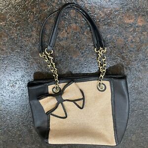 Jessica Simpson Purse in Black with Tan/Gold Accents