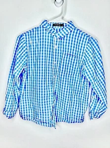 Spring & Gege Gingham Button Up Shirt Boys Size XL 11-12 Long Sleeve Blue White - Picture 1 of 4