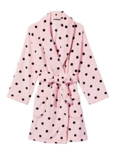 Victorias Secret Suave Corto Acogedor Bata de Felpa Rosa Negro Lunares Dormir XS/S - Imagen 1 de 1
