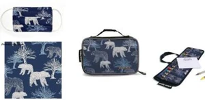 Bear Fabric School Lunch Snack Bag Face Mask Crayon Wallet Travel or School Set - Picture 1 of 7