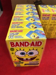 NEW CASE OF 24 Boxes of 10 (240) BAND-AID® XL Knee & Elbow 1.75"x4" SpongeBob - Picture 1 of 4