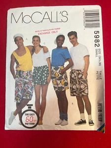 McCall's 5982,CUT, Size Small- Misses' & Men's, Teen, Shorts, 3 lengths. - Picture 1 of 2