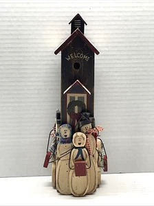 Handcrafted Wooden Church House w/ Singing Snowmen Christmas Carolers Decoration - Picture 1 of 13