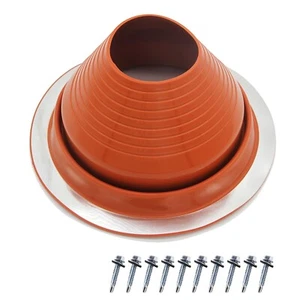 Bright Red Silicone Rubber Boot Metal Roof Pipe Flashing?with Flexible Round Bas - Picture 1 of 10