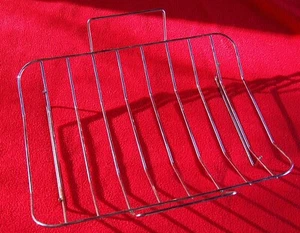 Wire Roasting Rack ~ 12" x 15" Lg. ~ Chrome Plated w Lifting Handles ~ Used, VGC - Picture 1 of 2