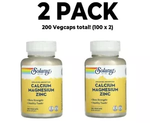 Solaray, Calcium Magnesium Zinc, 2 PACK, 100 VegCaps x 2 (200 total!) - Picture 1 of 3