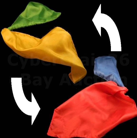 COLOUR CHANGING SILK SCALF HANKY 22cm STAGE KIDS MAGIC TRICK TRANSFORMATION PROP - Image 1 of 1