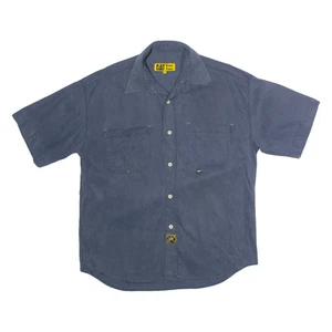 CAT Mens Worker Shirt Blue Herringbone L - Picture 1 of 6