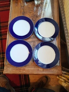4x Rosenthal Classic Rose Cobalt Blue Stripe White Rim Salad Plates 21cm - Picture 1 of 10