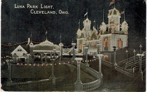 Cleveland Luna Park Luce Notturna Luci Elettriche 1910 OH - Foto 1 di 2