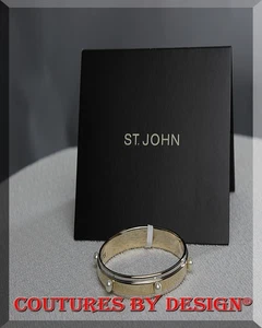 Bracciale St John Knits oro/argento con perle semi nuovo con etichette prezzo al pubblico $150 - Foto 1 di 9