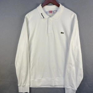 Lacoste x Supreme Live Polo Shirt Mens Large White Long Sleeve Preppy Streetwear - Picture 1 of 11