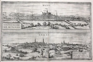 1572 Mons Arras Vue Rotocalco View Incisione Stampa Antica Braun Hogenberg - Bild 1 von 1
