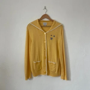 Vintage – Yellow Nautical Sailor-Style Embroidered Cardigan Sweater Size XL P - Bild 1 von 8