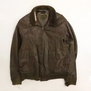 Vintage Willis Geiger US Navy G-1 Flight Leather Bomber Jacket Size 42 Brown - Picture 1 of 24