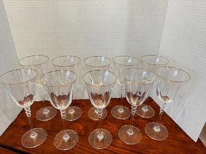 10er Set MIKASA 8" Sonate Gold Weingläser Kristall Goldrand facettierter Stiel - Bild 1 von 9