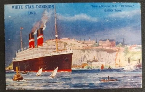 White Star Dominion Line SS Regina Postcard - Dalkeith Hotel Bournemouth On Back - Picture 1 of 2
