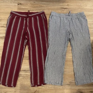 Old Navy Elastic Waist Pants Women’s XL Linen Blend Drawstring Wide Leg Bundle 2 - Picture 1 of 10