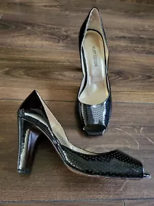 Kurt Geiger Black Patent Peep Toe Heels Size 5 - Picture 1 of 8