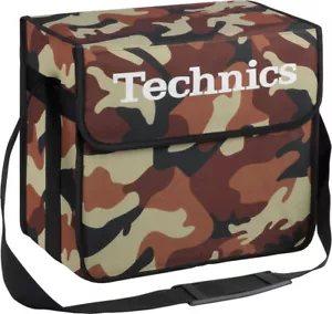 Technics DJ Bag Camo Brown Logo White Side Pocket Shoulder Strap approx. 60 LPs - Picture 1 of 1