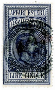 (I.B) Italy Revenue : Afari Esteri Legalizzazioni 5L (1889) - Picture 1 of 1