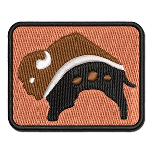 Southwestern Style Tribal Bison Buffalo Multi-Color Embroidered Iron-On Patch - Picture 1 of 5