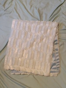 Beansprouts Blue Baby Blanket Rows Lines Sculpted 31 x 36 LN RARE - Picture 1 of 4