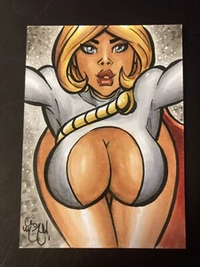 POWER GIRL POWERGIRL DC Sketchkarte Original Kunst SEXY HOT! 2025 - Bild 1 von 3