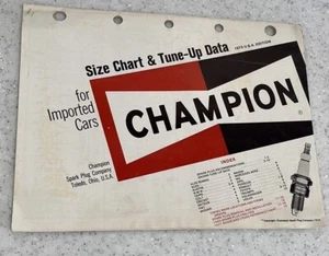 Tabla de tallas y datos de afinación de autos importados Champions Spark Plug 1973 ~ edición de EE. UU. ~ de colección - Imagen 1 de 7