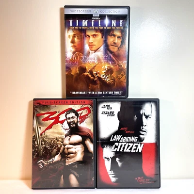 TIMELINE / 300 / LAW ABIDING CITIZEN (DVD) Gerard Butler - Action Thriller - Image 1 of 4