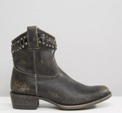 Frye "Diana" botín occidental con tachuelas en negro lavado a la piedra talla EU38/UK5/US8 Foto 1 de 4