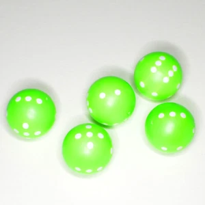 5 Rundwürfel Farbe NEON Grün - Weiss mit 21,5 mm, Kult Rund Würfel von Frobis - Bild 1 von 3