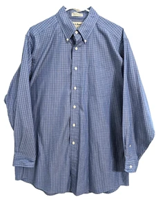 L L Bean mens 16.5 - 33 button down shirt blue plaid long sleeves LL Bean - Picture 1 of 7