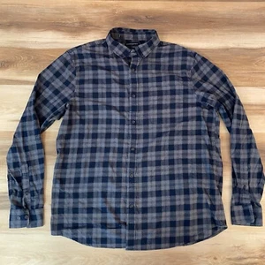 Banana Republic Shirt Mens XL Untucked Tall Gray Plaid Lightweight Xorron Twill - Picture 1 of 10