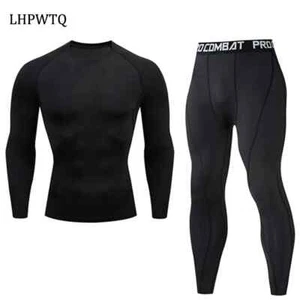 Mens Compression Top & Tights Set Gym Base Layer Running Yoga Trousers Shirt - Picture 1 of 12