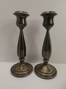 PAIR VINTAGE PERFECTION SILVER PLATED CANDLESTICKS CANDLE HOLDERS - Picture 1 of 8